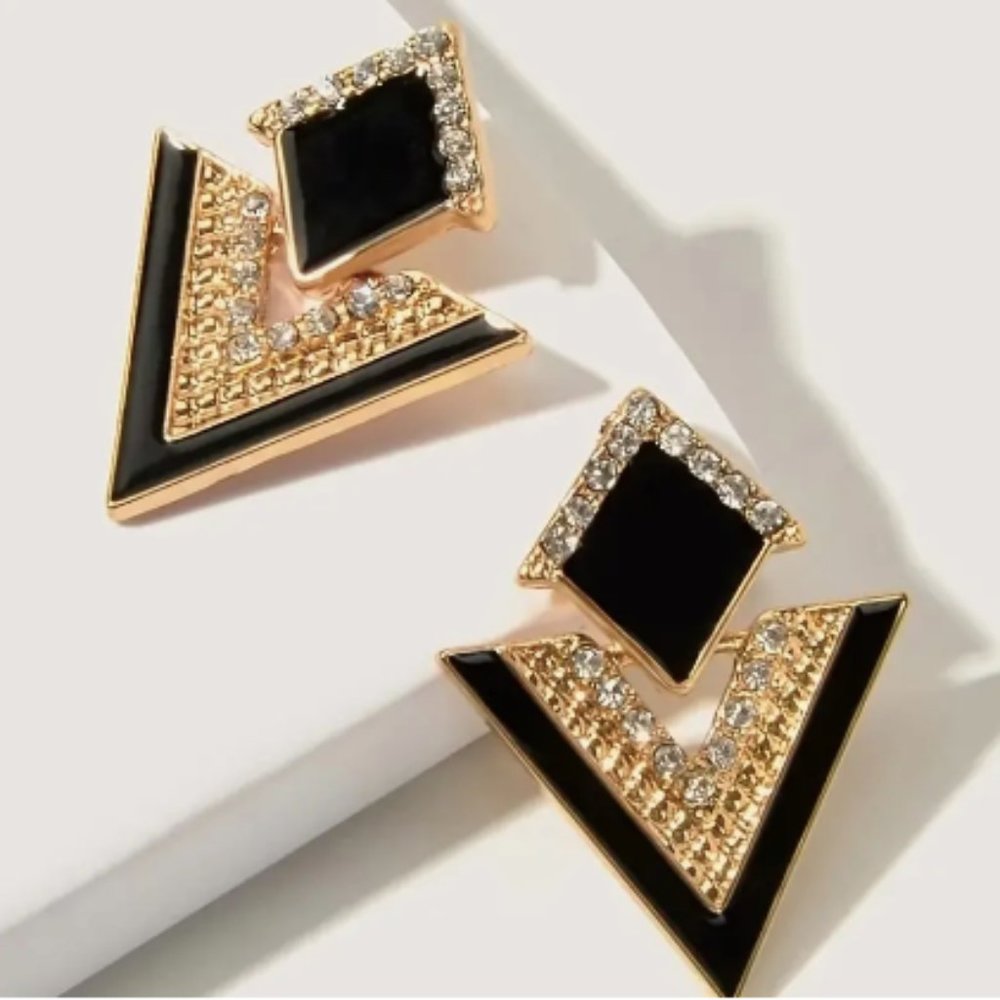18k Gold Plated Braided Design Drop Earrings - Picture 3 of 5